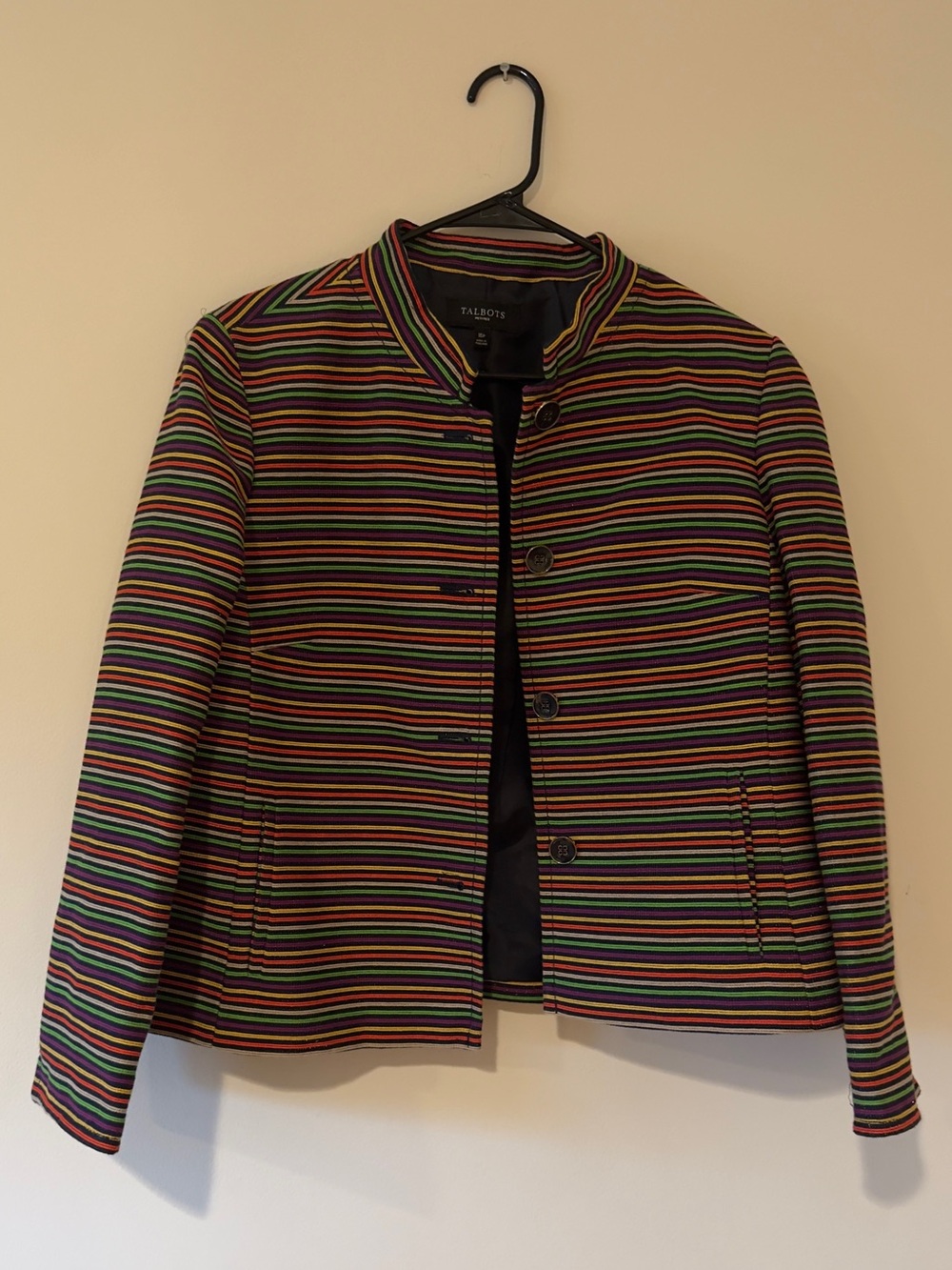 Talbots Striped Multicolor Button-Front Jacket - Picture 2 of 8